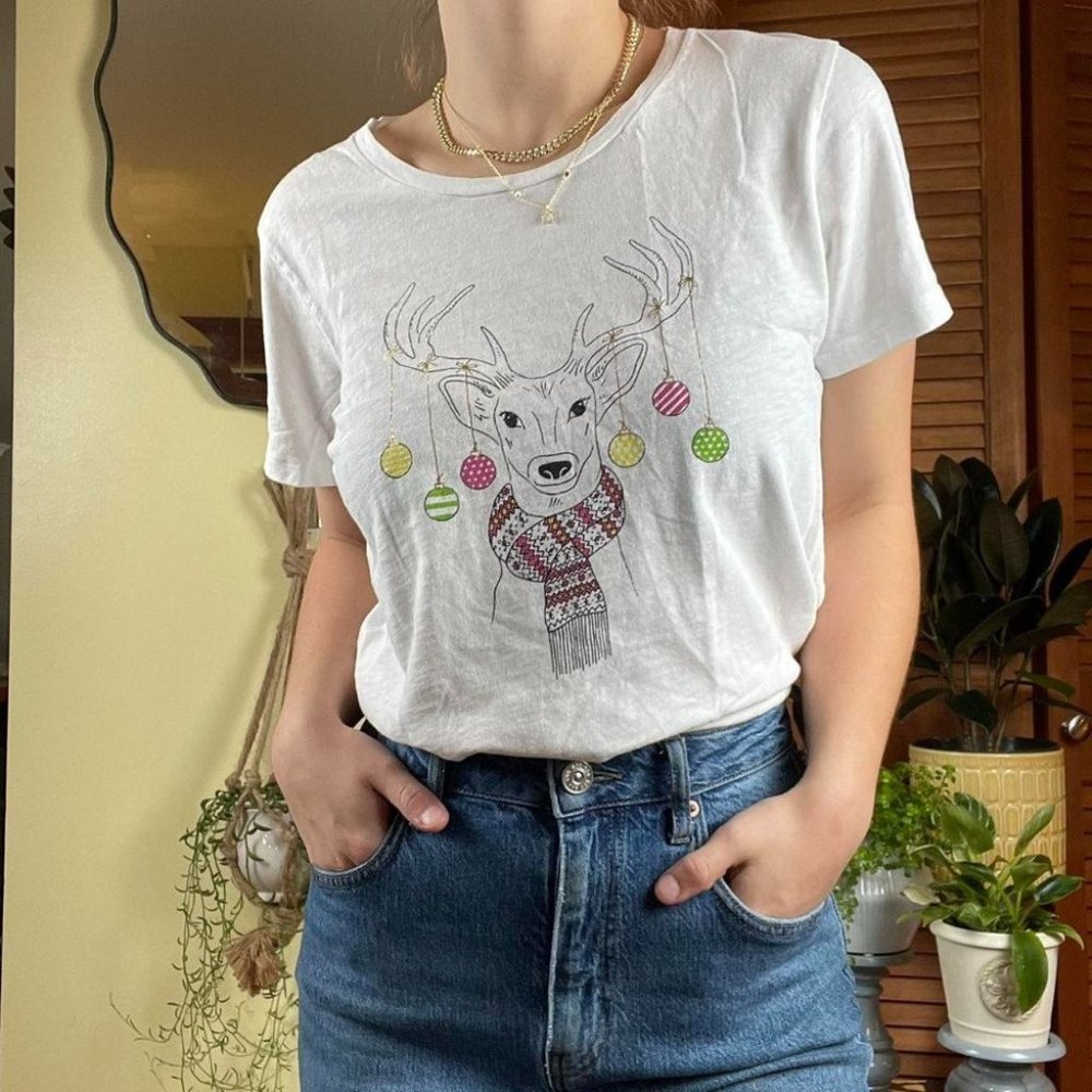 Super Cute Festive Reindeer With ornaments and a scarf